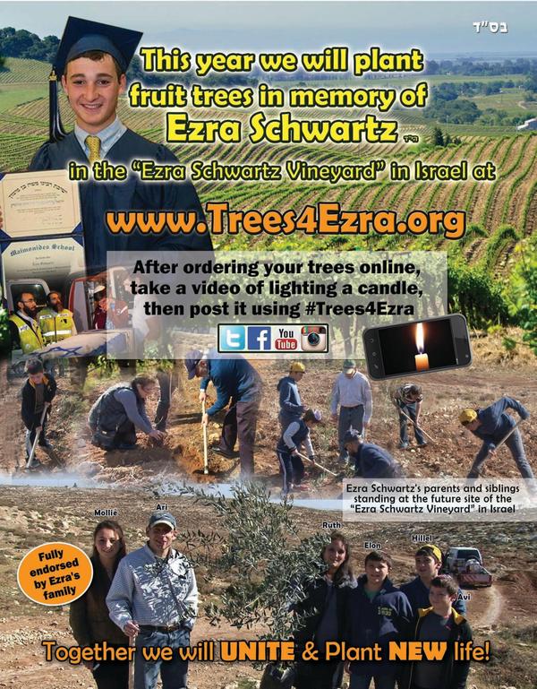 Trees for Ezra Planting Fruit Trees in Memory of Ezra Schwartz